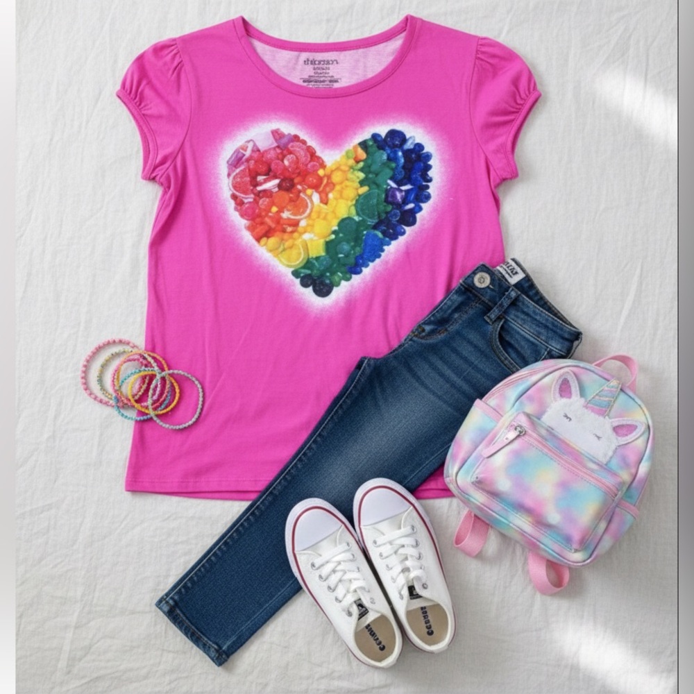 Girls Candy Heart Pajama Top